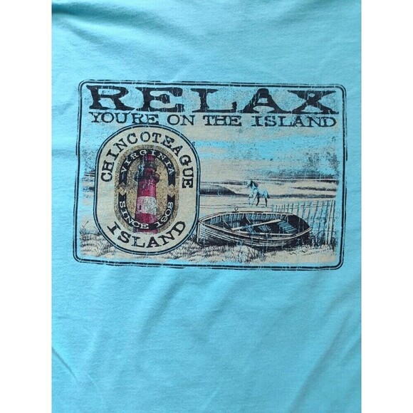 Comfort Colors T-Shirt Men's Medium Chincoteague Island Graphic Short Sleeve Y2K - Picture 6 of 8
